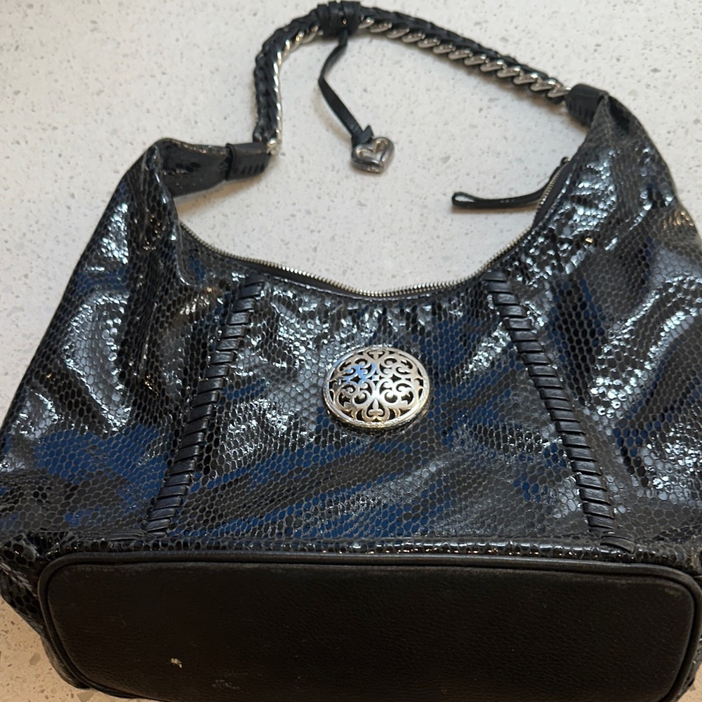 Women’s Brighton Black Designer faux snake skin shoulder Bag